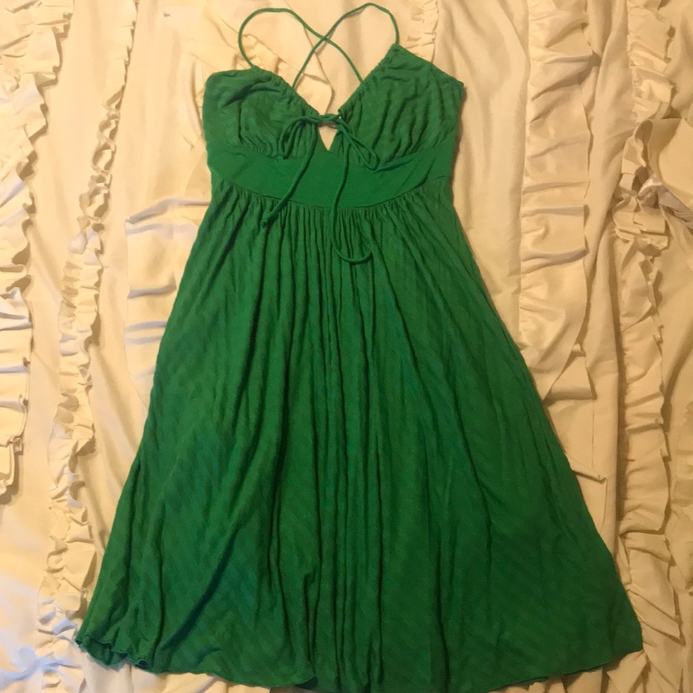 Green cotton striped dress